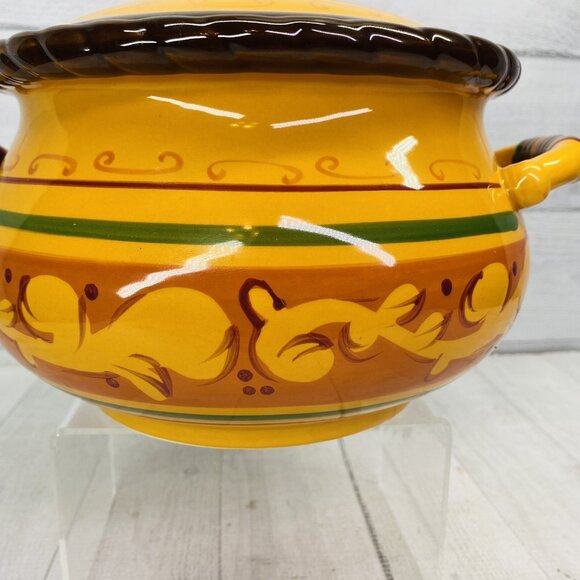 Celebrating Home TUSCAN  Oven Safe Stoneware 4 qt Bean Pot Handle Casserole Dish - Picture 10 of 12